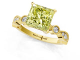 Yellow gold Fancy Yellow Princess  Milgrain Bezel Diamond Engagement Ring with Solitaire Prong Setting_49