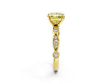 Yellow gold Fancy Yellow Princess  Milgrain Bezel Diamond Engagement Ring with Solitaire Prong Setting_50