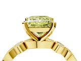 Yellow gold Fancy Yellow Princess  Milgrain Bezel Diamond Engagement Ring with Solitaire Prong Setting_52