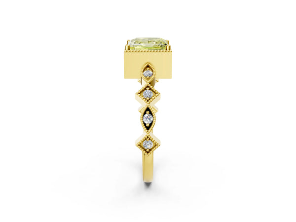 Yellow gold Fancy Yellow Princess  Milgrain Marquise Diamond Twist Band Ring