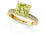 Yellow gold Fancy Yellow Princess  Milgrain Pave Diamond Engagement Ring with Four-Prong Setting_1