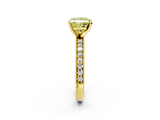 Yellow gold Fancy Yellow Princess  Milgrain Pave Diamond Engagement Ring with Four-Prong Setting_2