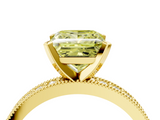 Yellow gold Fancy Yellow Princess  Milgrain Pave Diamond Engagement Ring with Four-Prong Setting_4