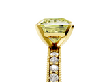 Yellow gold Fancy Yellow Princess  Milgrain Pave Diamond Engagement Ring with Four-Prong Setting_5