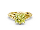 Yellow gold Fancy Yellow Princess  Solitaire Beaded Band Six-Prong Setting