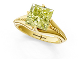 Yellow gold Fancy Yellow Princess  Solitaire Beaded Band Six-Prong Setting_1