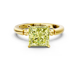Yellow gold Fancy Yellow Princess  Solitaire Beaded Band with Four-Prong Setting