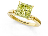 Yellow gold Fancy Yellow Princess  Solitaire Beaded Band with Four-Prong Setting_1