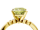 Yellow gold Fancy Yellow Princess  Solitaire Beaded Band with Four-Prong Setting_4