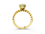 Yellow gold Fancy Yellow Princess  Solitaire Bezel Accent Diamond Engagement Ring with Beaded Band and Four-Prong Setting_3