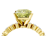 Yellow gold Fancy Yellow Princess  Solitaire Bezel Accent Diamond Engagement Ring with Beaded Band and Four-Prong Setting_4