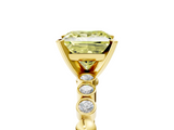 Yellow gold Fancy Yellow Princess  Solitaire Bezel Accent Diamond Engagement Ring with Beaded Band and Four-Prong Setting_5