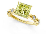 Yellow gold Fancy Yellow Princess  Solitaire Bezel-Set Diamond Ring with Beaded Band and Four-Prong Setting_30