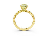 Yellow gold Fancy Yellow Princess  Solitaire Bezel-Set Diamond Ring with Beaded Band and Four-Prong Setting_32