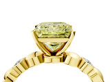 Yellow gold Fancy Yellow Princess  Solitaire Bezel-Set Diamond Ring with Beaded Band and Four-Prong Setting_33