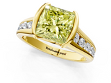 Yellow gold Fancy Yellow Princess  Solitaire Bezel-Set Diamond Ring with Channel-Set Band_1