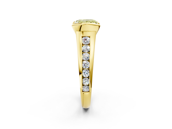 Yellow Gold Princess Cut Half Bezel Engagement Ring Setting for Fancy Yellow Center
