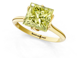 Yellow gold Fancy Yellow Princess  Solitaire Cathedral Diamond Ring with Six-Prong Setting_1