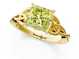 Yellow gold Fancy Yellow Princess  Solitaire Celtic Knot Engagement Ring with Four-Prong Setting_1