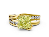 Yellow gold Fancy Yellow Princess  Solitaire Channel-Set Split Shank Ring with Tension Prong Setting_3