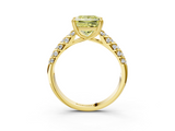 Yellow gold Fancy Yellow Princess  Solitaire Chevron Pave Diamond Engagement Ring with Six-Prong Setting_3