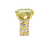 Yellow gold Fancy Yellow Princess  Solitaire Chevron Pave Diamond Engagement Ring with Six-Prong Setting_5