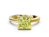 Yellow gold Fancy Yellow Princess  Solitaire Diamond Engagement Ring with Four-Prong Setting on a Classic Band_3