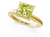 Yellow gold Fancy Yellow Princess  Solitaire Diamond Engagement Ring with Four-Prong Setting on a Classic Band_4