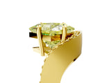Yellow gold Fancy Yellow Princess  Solitaire Diamond Engagement Ring with Pave Band and Four-Prong Setting