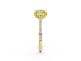 Yellow gold Fancy Yellow Princess  Solitaire Diamond Engagement Ring with Pave Band and Six-Prong Setting_2