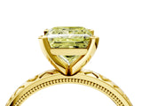 Yellow gold Fancy Yellow Princess  Solitaire Diamond Engagement Ring with XO Engraved Band and Four-Prong Setting 4
