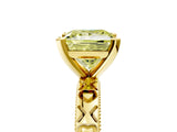 Yellow gold Fancy Yellow Princess  Solitaire Diamond Engagement Ring with XO Engraved Band and Four-Prong Setting 5