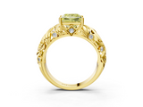 Yellow gold Fancy Yellow Princess  Solitaire Diamond Leaf Vine Band with Prong Setting_3