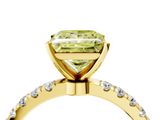Yellow gold Fancy Yellow Princess  Solitaire Diamond Pavé Band with Four-Prong Setting_4