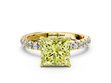 Yellow gold Fancy Yellow Princess  Solitaire Diamond Pavé Band with Four-Prong Setting