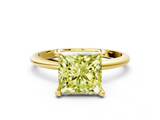 Yellow gold Fancy Yellow Princess  Solitaire Diamond Ring with 4-Prong Setting on a Classic Band_3
