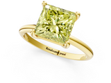 Yellow gold Fancy Yellow Princess  Solitaire Diamond Ring with 4-Prong Setting on a Classic Band_4