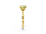 Yellow gold Fancy Yellow Princess  Solitaire Diamond Ring with Bamboo Band and Four-Prong Setting_2