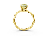 Yellow gold Fancy Yellow Princess  Solitaire Diamond Ring with Bamboo Band and Four-Prong Setting_3