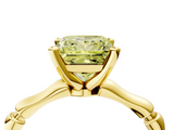Yellow gold Fancy Yellow Princess  Solitaire Diamond Ring with Bamboo Band and Four-Prong Setting_4