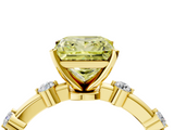 Yellow gold Fancy Yellow Princess  Solitaire Diamond Ring with Bezel Set Side Stones and Prong Setting_4