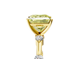 Yellow gold Fancy Yellow Princess  Solitaire Diamond Ring with Bezel Set Side Stones and Prong Setting_5