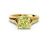 Yellow gold Fancy Yellow Princess  Solitaire Diamond Ring with Cathedral Band and Four-Prong Setting_30