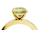 Yellow gold Fancy Yellow Princess  Solitaire Diamond Ring with Channel-Set Baguette Band and Four-Prong Setting_4