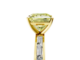 Yellow gold Fancy Yellow Princess  Solitaire Diamond Ring with Channel-Set Baguette Band and Four-Prong Setting_5
