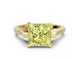 Yellow gold Fancy Yellow Princess  Solitaire Diamond Ring with Channel Set Band and Bezel Prong Setting_54