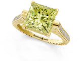 Yellow gold Fancy Yellow Princess  Solitaire Diamond Ring with Channel Set Band and Bezel Prong Setting_55