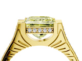 Yellow gold Fancy Yellow Princess  Solitaire Diamond Ring with Channel Set Band and Bezel Prong Setting_58