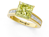Yellow gold Fancy Yellow Princess  Solitaire Diamond Ring with Channel-Set Band and Four-Prong Setting_4