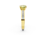 Yellow gold Fancy Yellow Princess  Solitaire Diamond Ring with Channel-Set Band and Four-Prong Setting_5
